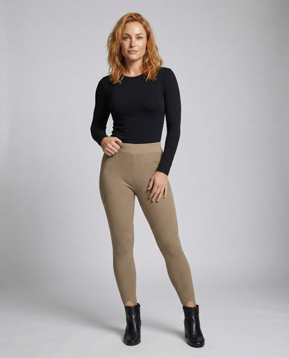 Leggings Donna in Maglia Vita Alta con Spacco alla Caviglia - Brentozzi