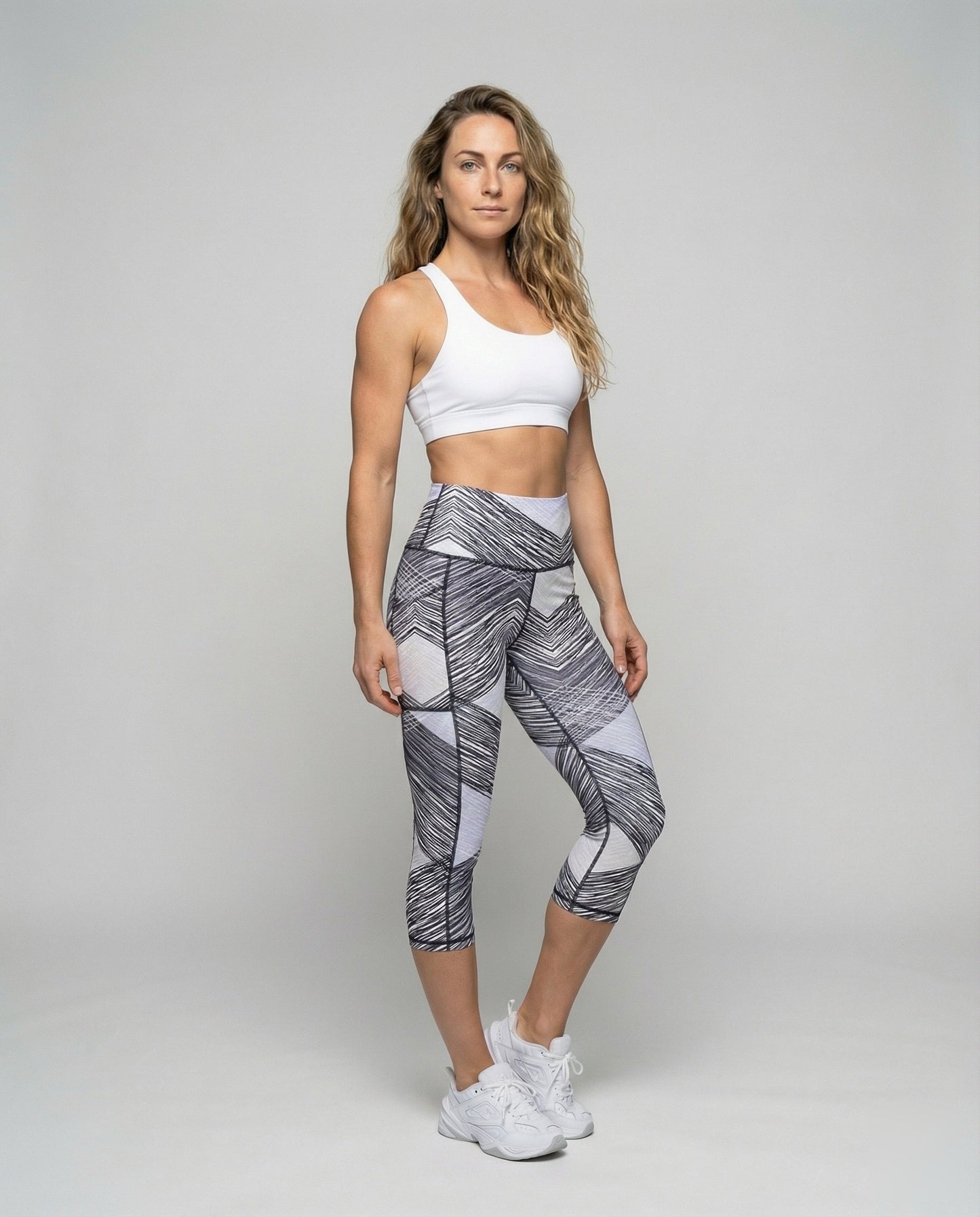 Leggings Capri Donna Performance Stampa Scribble Elasticizzati - Brentozzi