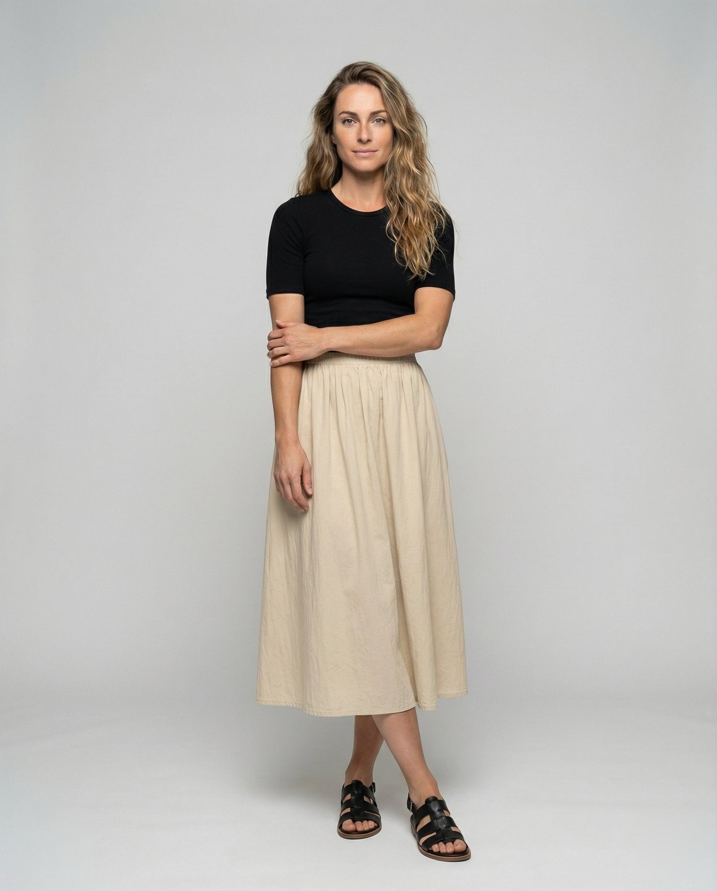 Gonna Maxi Donna in Tessuto Crinkle con Tasche Laterali - Brentozzi