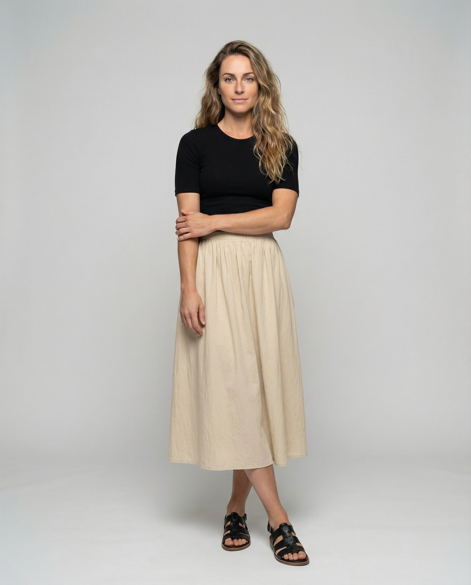 Gonna Maxi Donna in Tessuto Crinkle con Tasche Laterali - Brentozzi