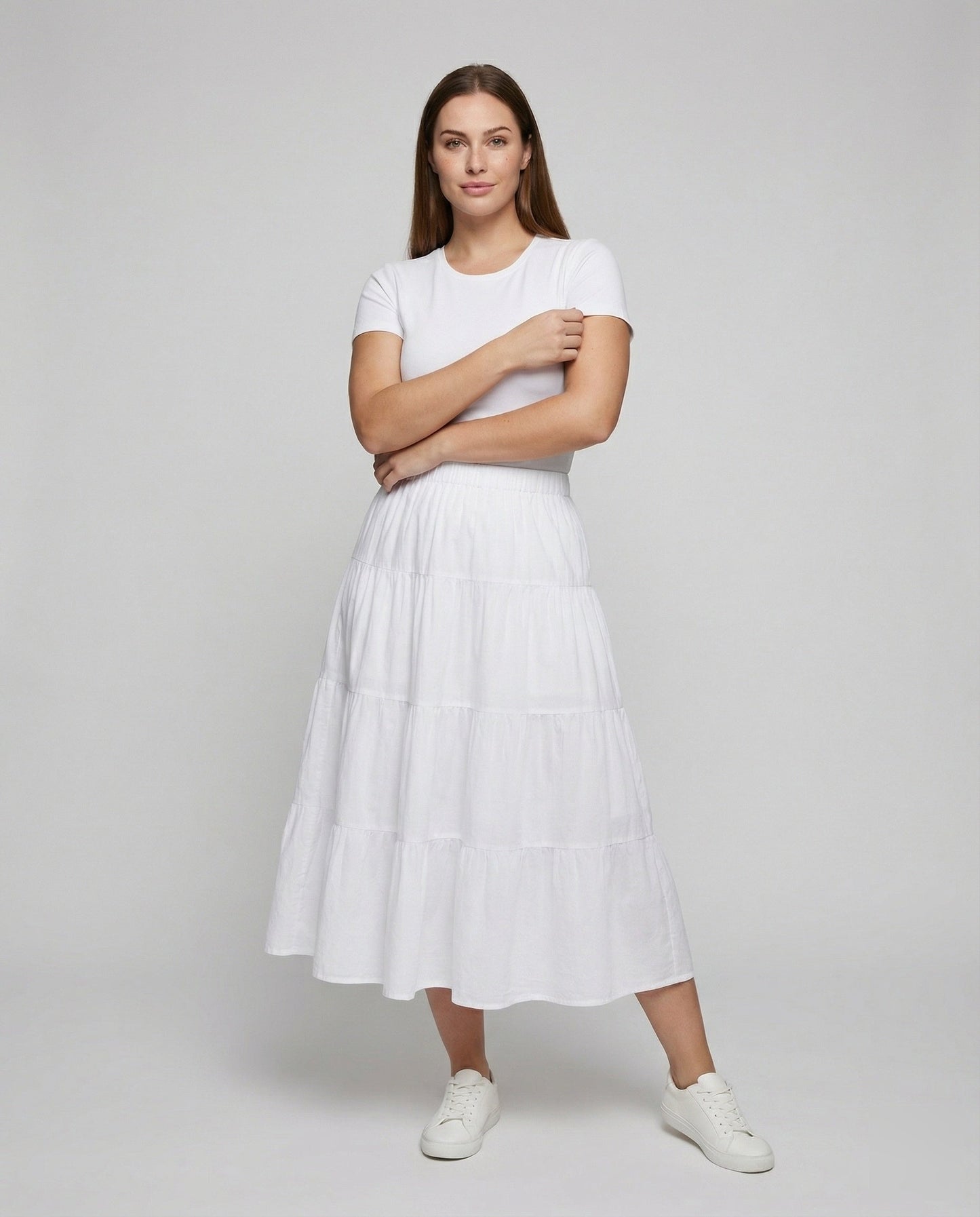 Gonna Midi Donna a Strati Linea Svasata Fluida - Brentozzi