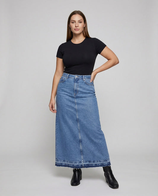 Gonna Jeans Lunga Donna con Spacco Centrale - Brentozzi