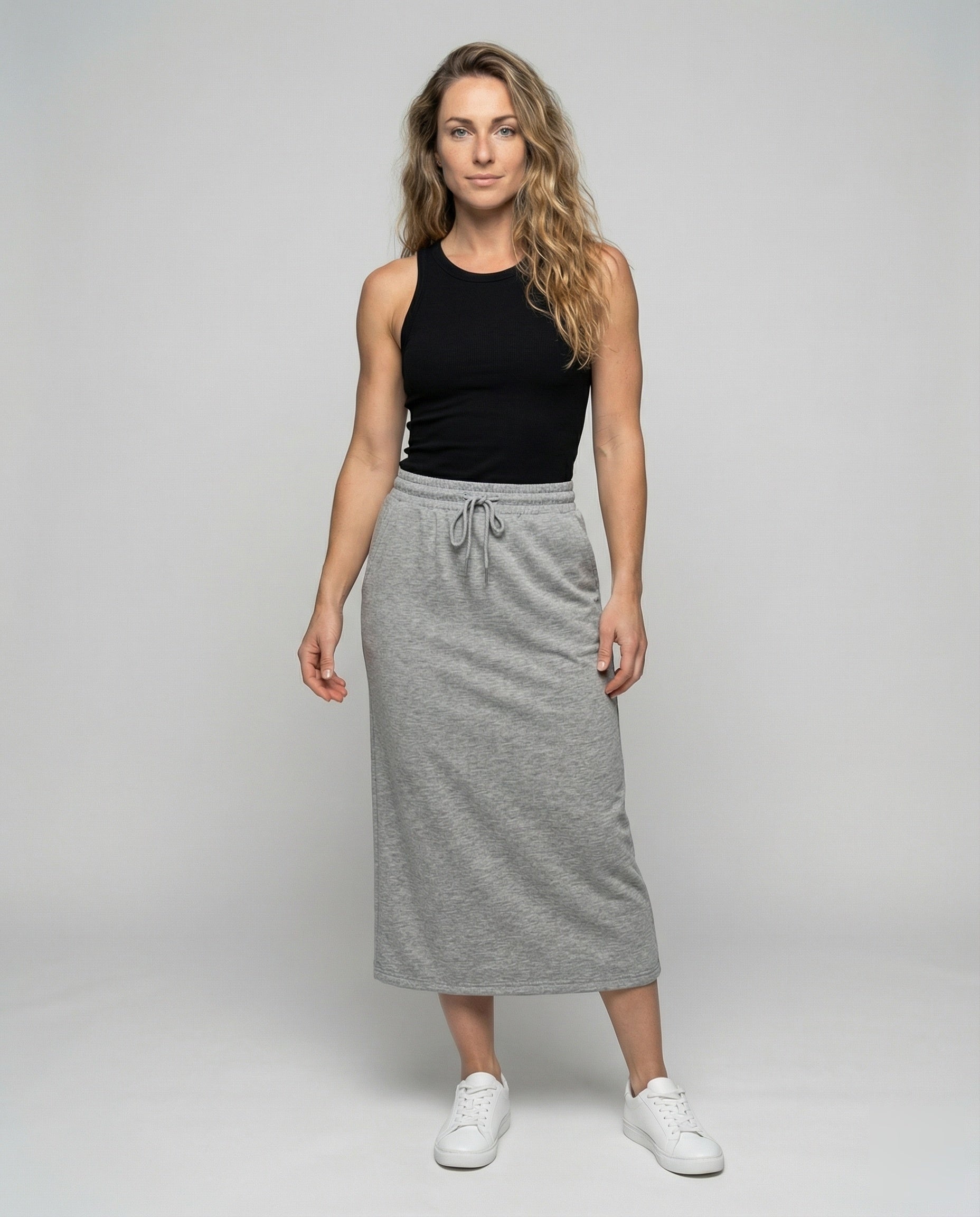 Gonna Midi Donna in Tessuto Felpato Stile Casual - Brentozzi