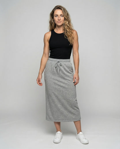 Gonna Midi Donna in Tessuto Felpato Stile Casual - Brentozzi
