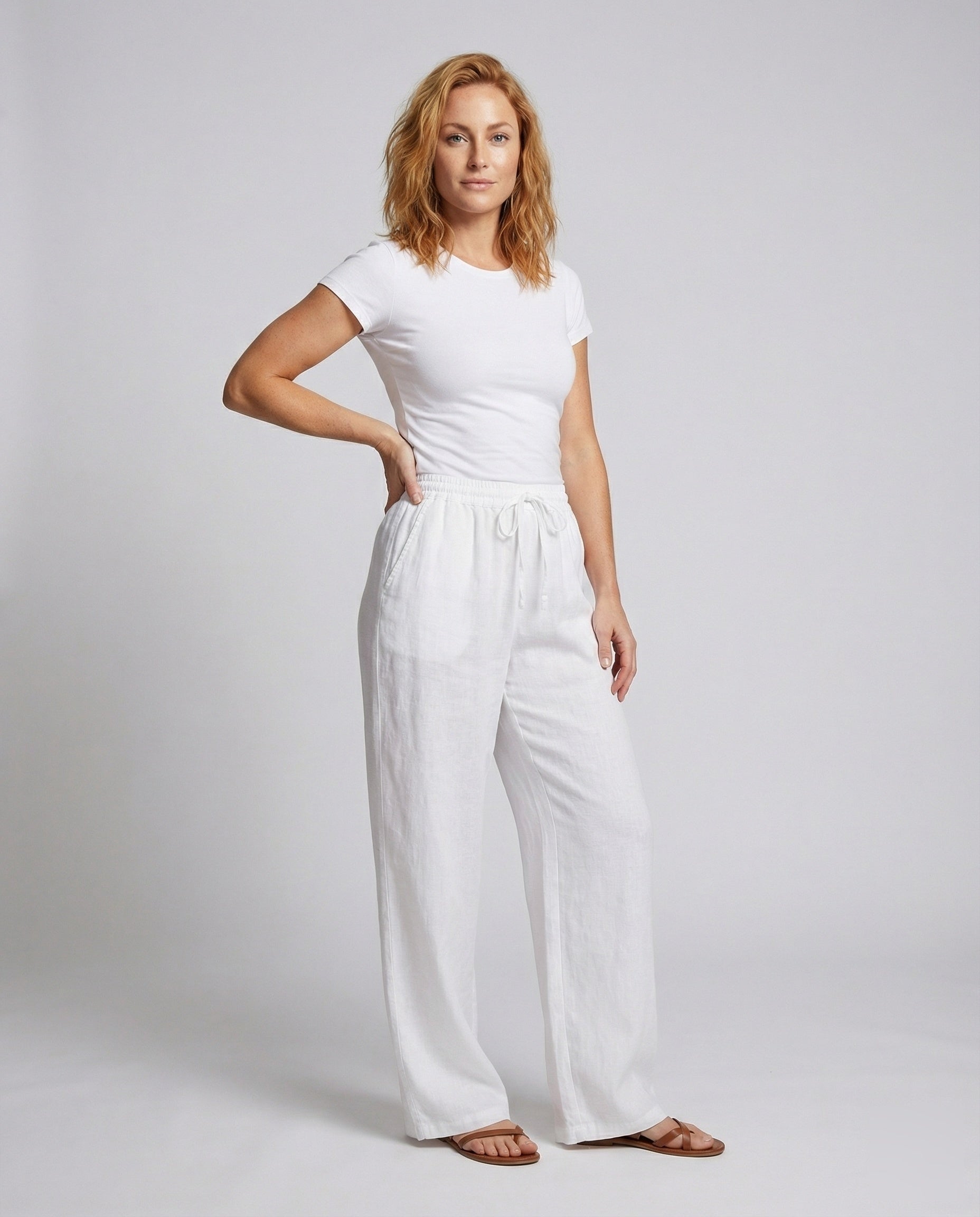 Pantaloni Lino Donna Vestibilità Ampia Relax - Brentozzi