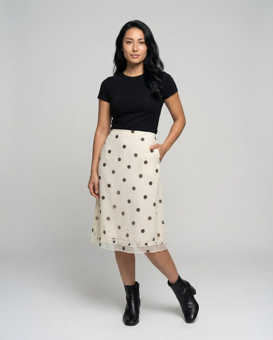Gonna Midi Donna in Tessuto Vintage a Pois - Brentozzi