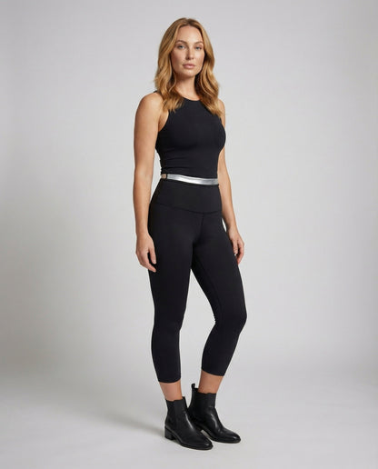 Leggings Capri Donna Vita Alta con Fascia Supporto - Brentozzi