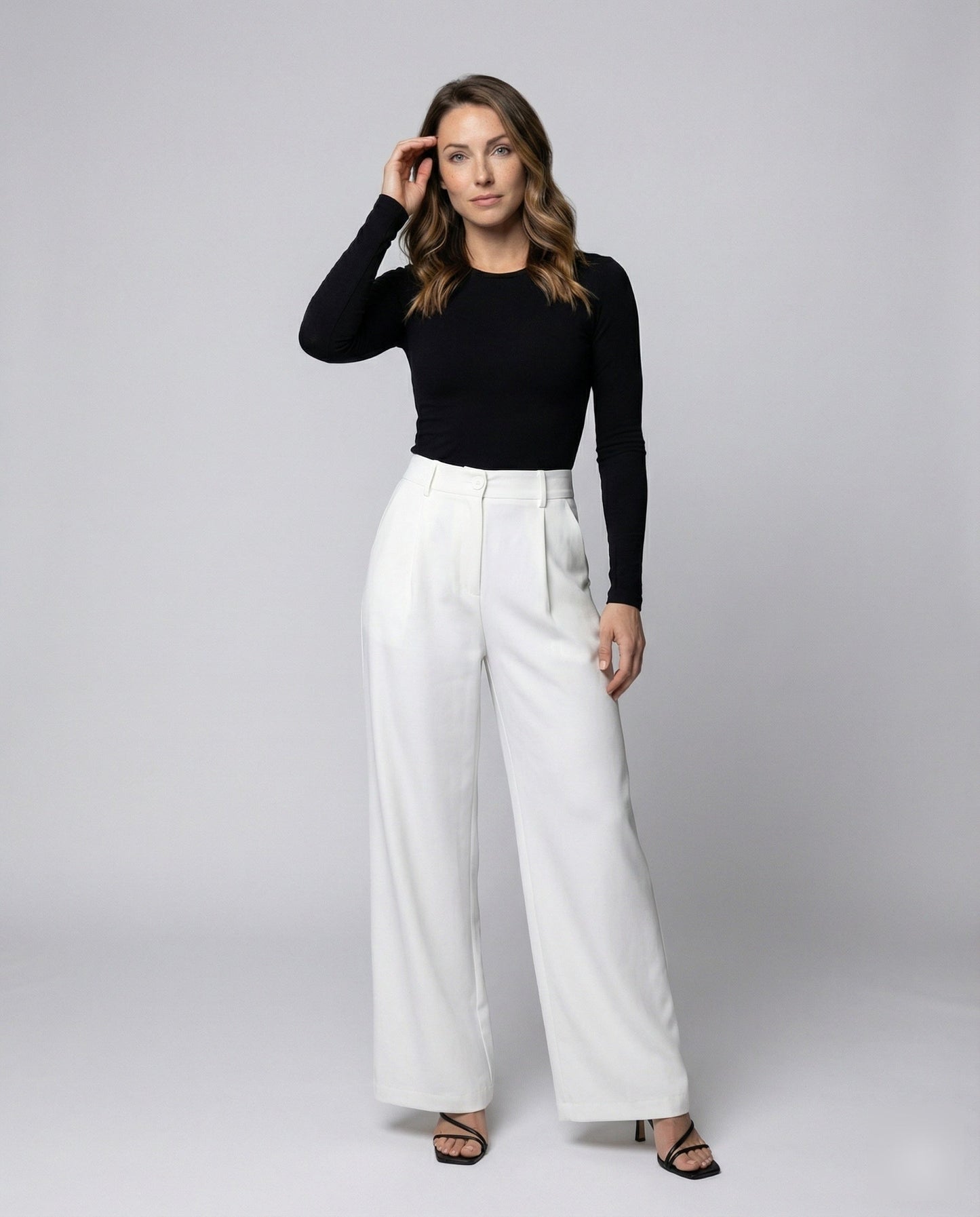 Pantaloni Palazzo Donna Vita Alta con Pieghe Frontali - Brentozzi