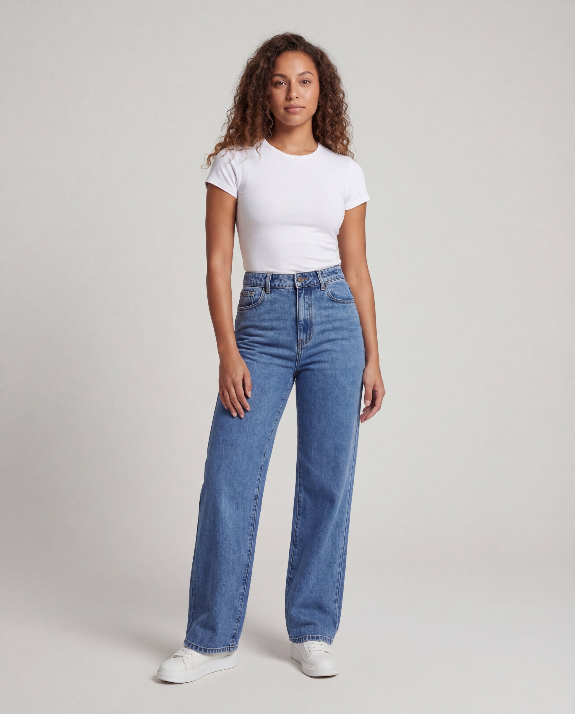 Jeans Donna Vita Alta Taglio Largo Cuciture Minime - Brentozzi
