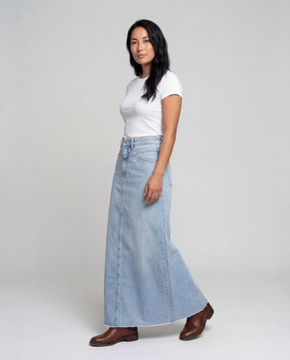 Gonna Maxi Donna Denim Vita Alta con Bottoni Frontali - Brentozzi