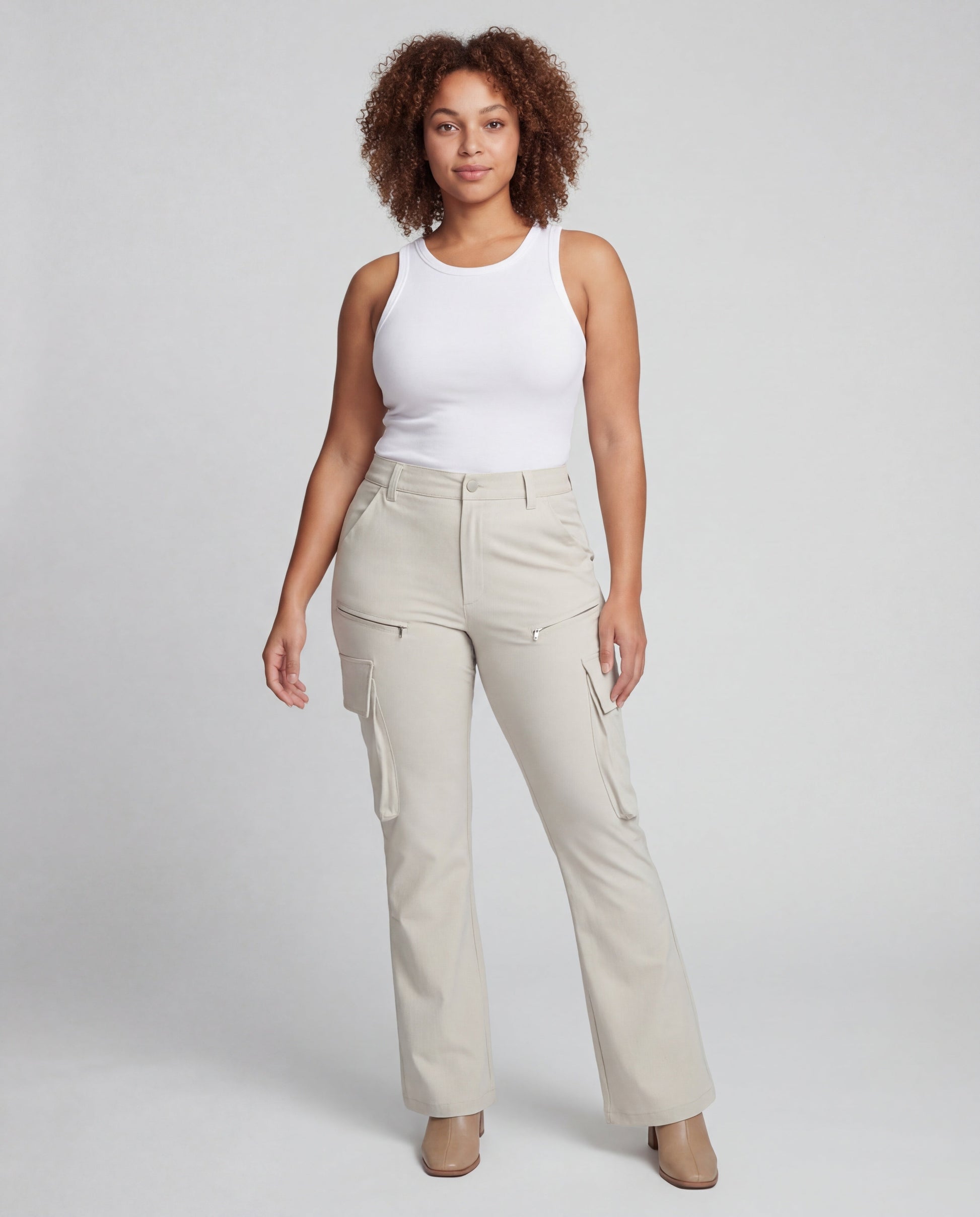 Pantaloni Cargo Donna Vita Alta Tasche a Patta - Brentozzi