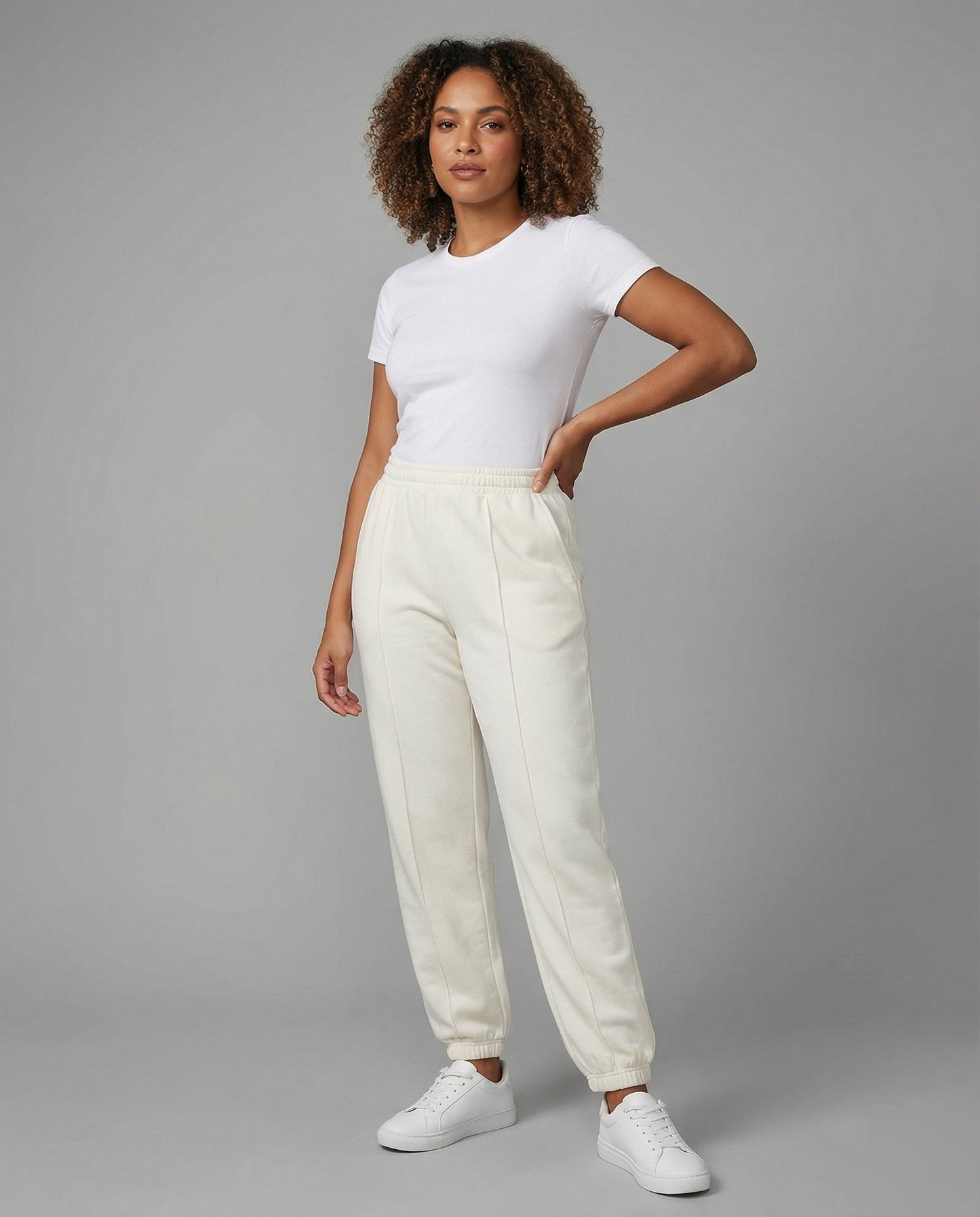 Pantaloni Jogging Donna Vita Alta Cuciture Decorative - Brentozzi