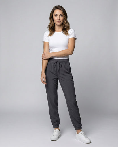 Pantaloni Jogging Donna Leggeri in Maglia Costina con Coulisse - Brentozzi