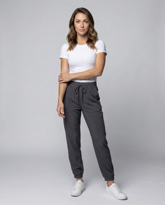 Pantaloni Jogging Donna Leggeri in Maglia Costina con Coulisse - Brentozzi