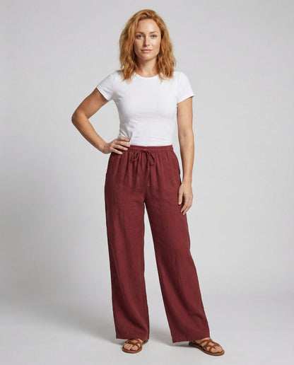 Pantaloni Lino Donna Vestibilità Morbida Fluidi - Brentozzi