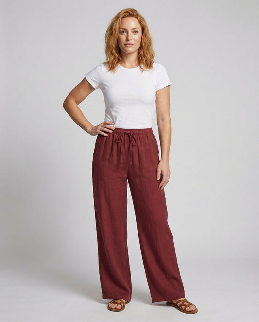 Pantaloni Lino Donna Vestibilità Morbida Fluidi - Brentozzi