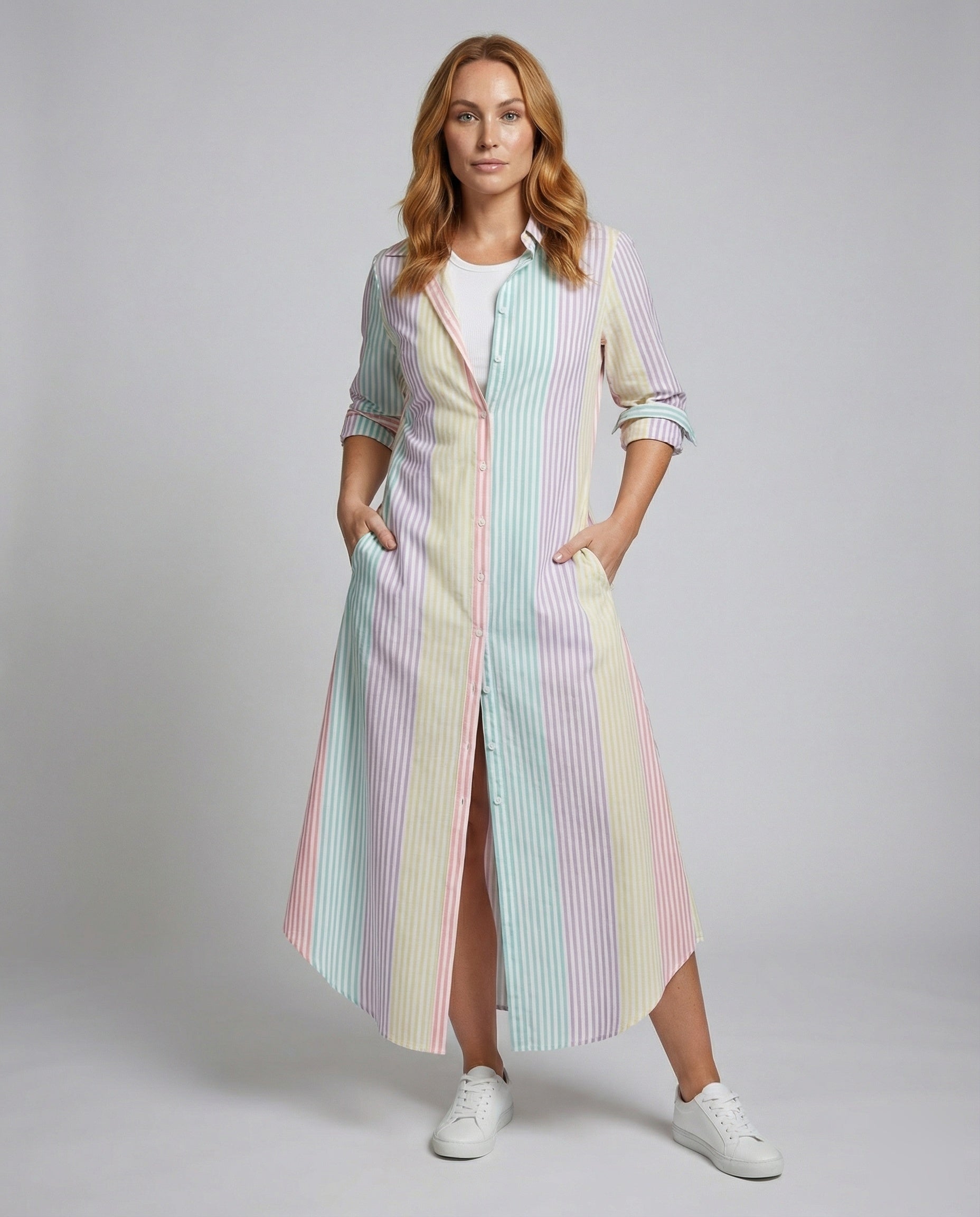 Abito Camicia Donna Leggero Stampa Grafica - Brentozzi