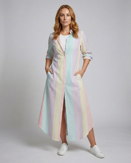 Abito Camicia Donna Leggero Stampa Grafica - Brentozzi