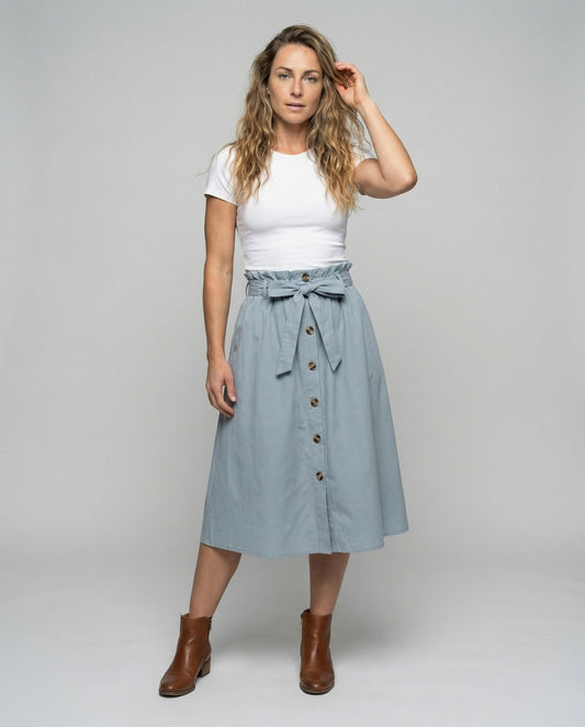 Gonna Midi Donna in Tessuto Effetto Lino - Brentozzi