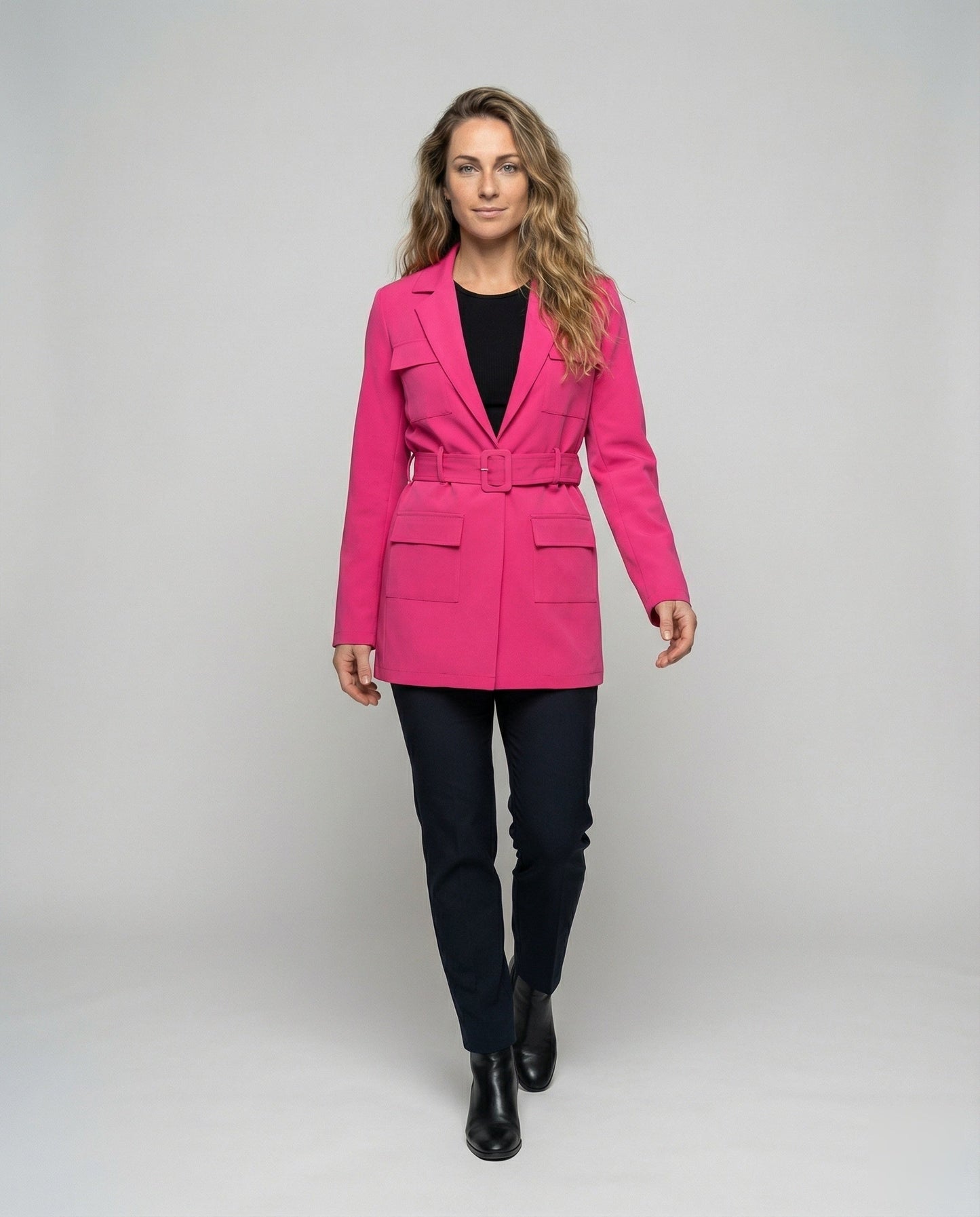 Blazer Mantello Donna con Cintura Quadrata Slim - Brentozzi