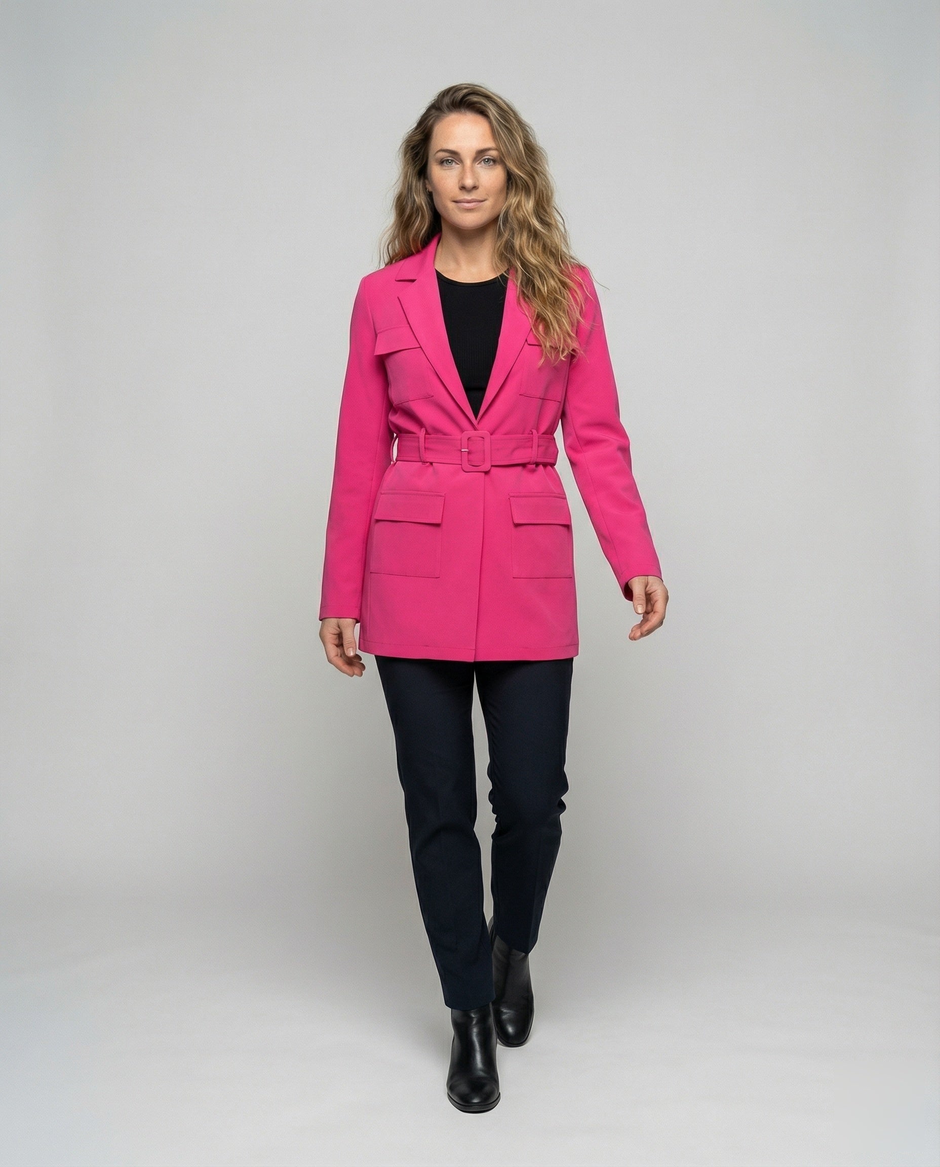 Blazer Mantello Donna con Cintura Quadrata Slim - Brentozzi