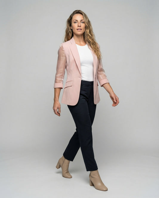 Blazer Donna con Maniche Trasparenti in Organza Slim - Brentozzi