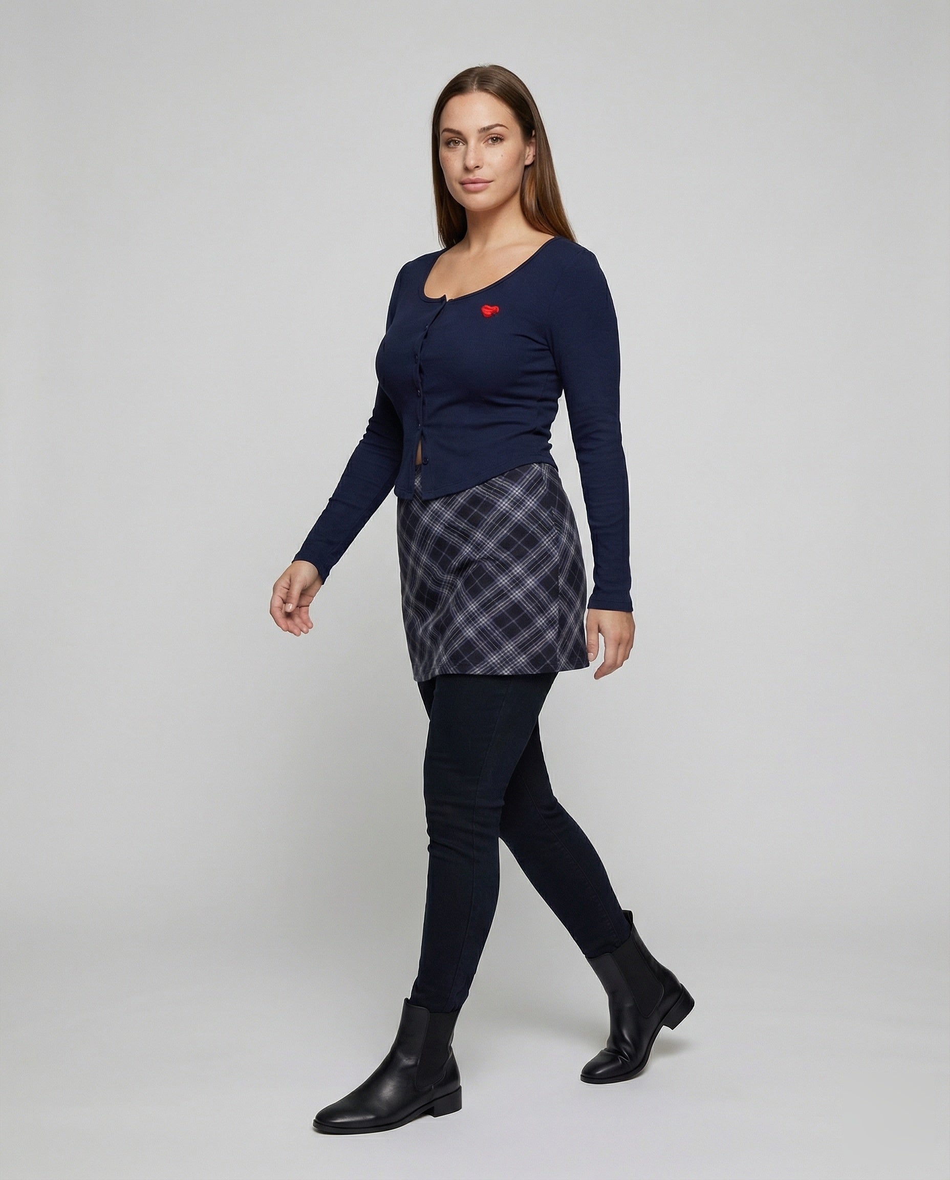 Gonna Mini Donna in Maglia Fantasia Scozzese Slim - Brentozzi