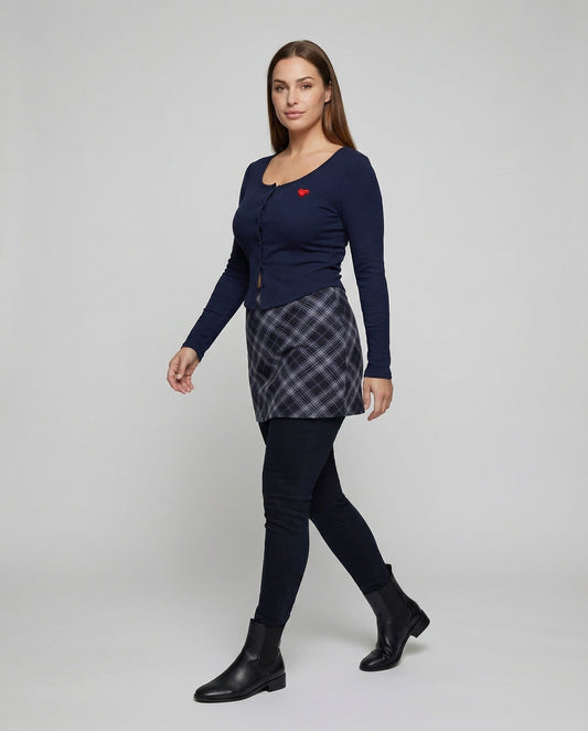 Gonna Mini Donna in Maglia Fantasia Scozzese Slim - Brentozzi