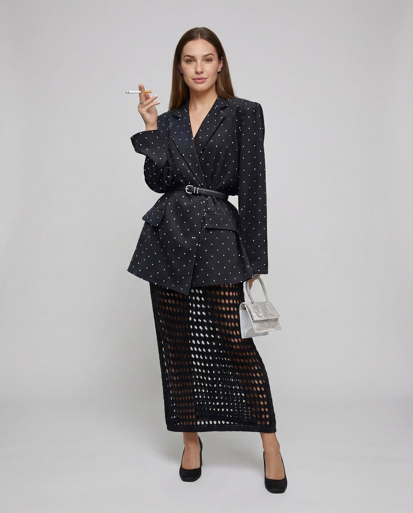 Giacca Blazer Donna Multistrato con Texture a Pois - Brentozzi