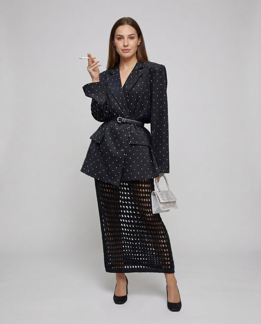 Giacca Blazer Donna Multistrato con Texture a Pois - Brentozzi