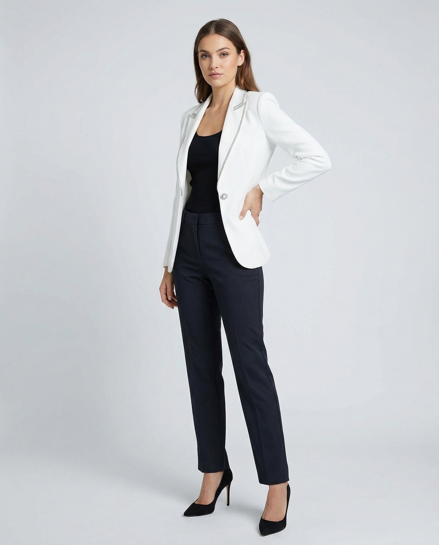 Blazer Donna in Satin con Strass Elegante - Brentozzi