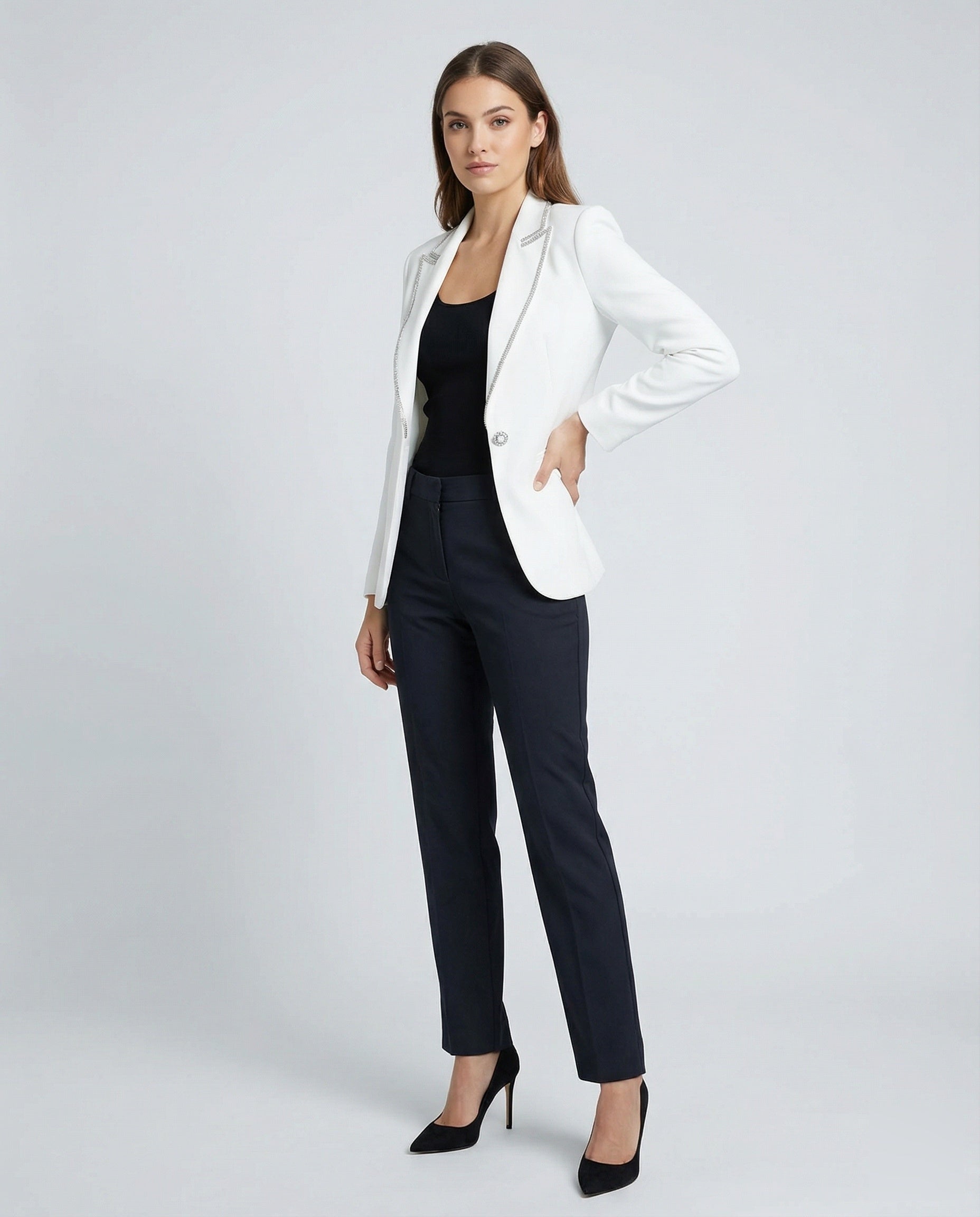 Blazer Donna in Satin con Strass Elegante - Brentozzi