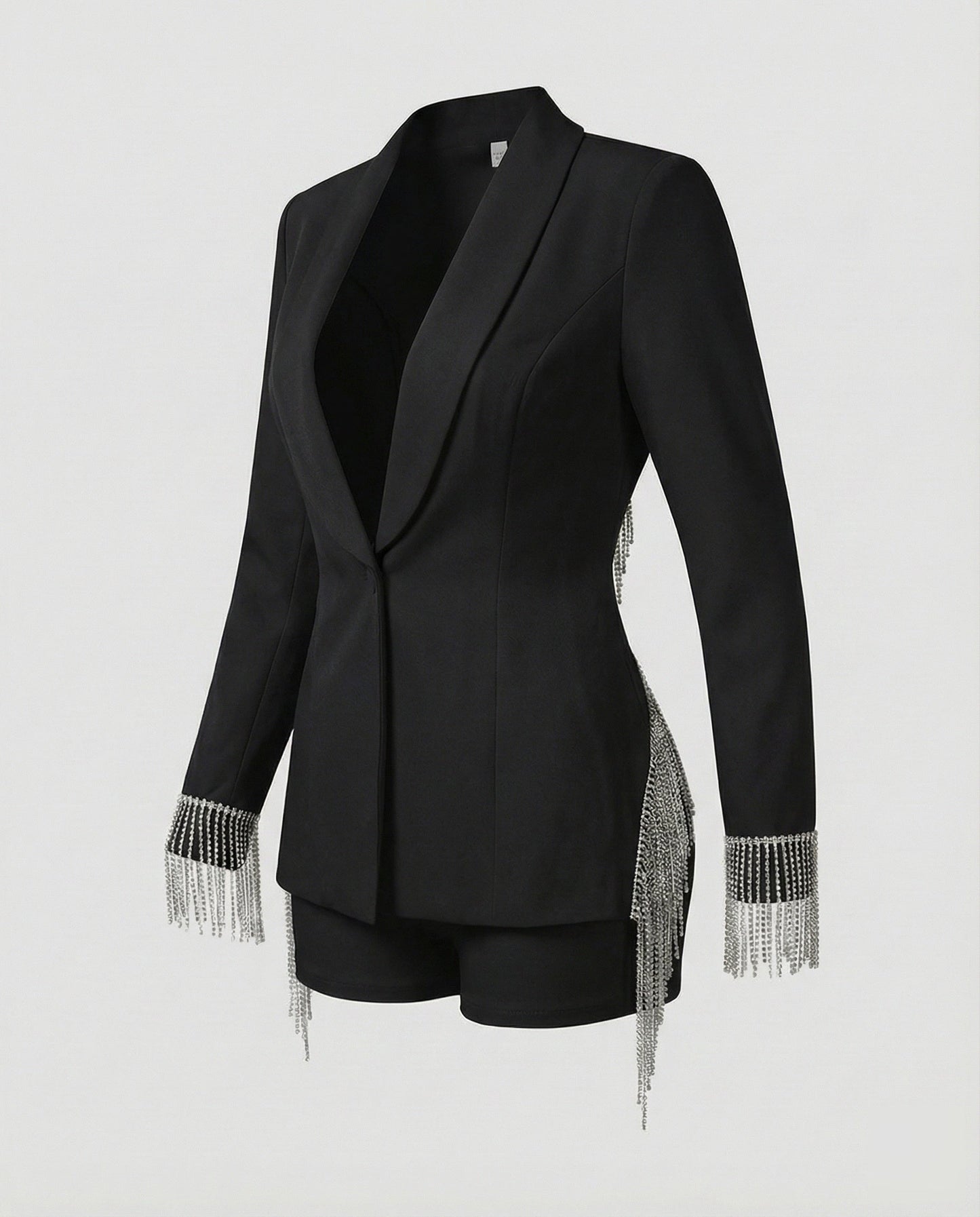 Completo Donna Blazer e Shorts con Frange Strass Elegante