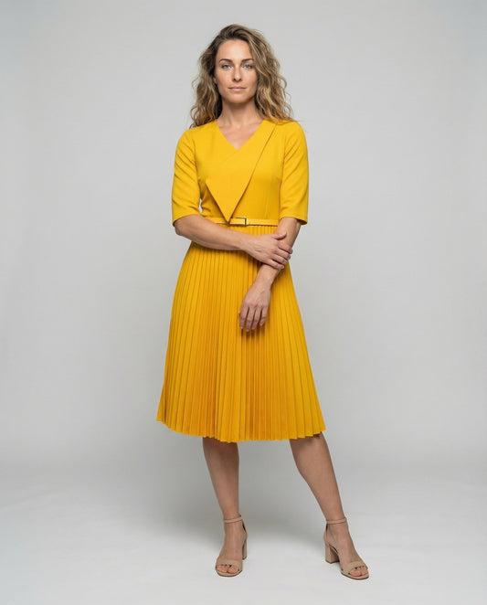 Abito Midi Donna Svasato Drappeggiato - Brentozzi