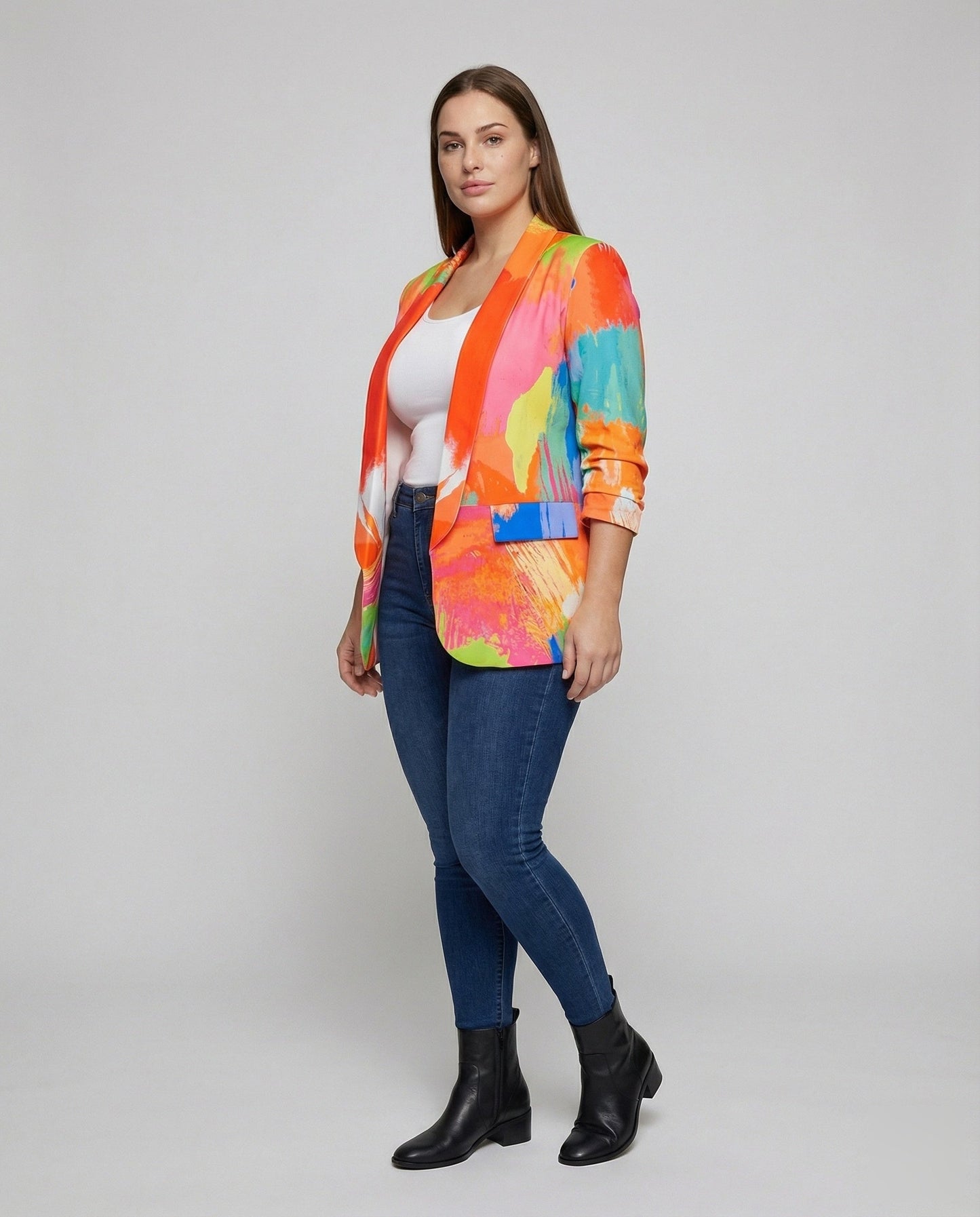 Blazer Donna Lungo Stampa Astratta Vestibilità Classica - Brentozzi