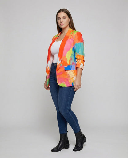 Blazer Donna Lungo Stampa Astratta Vestibilità Classica - Brentozzi