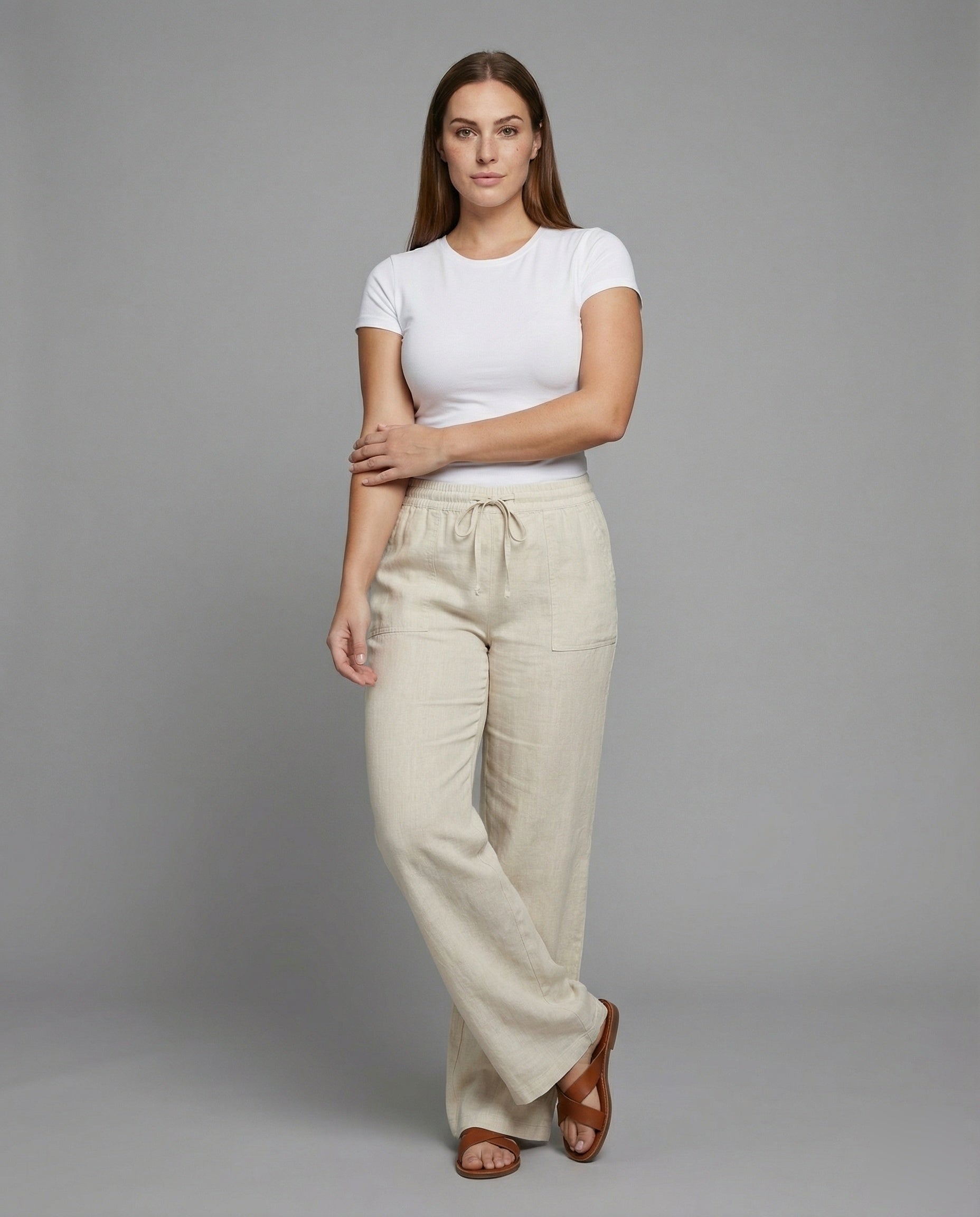 Pantaloni Palazzo Donna Lino Regolabili Comodi - Brentozzi