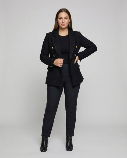 Blazer Donna Bouclé con Bottoni in Metallo Strutturati - Brentozzi