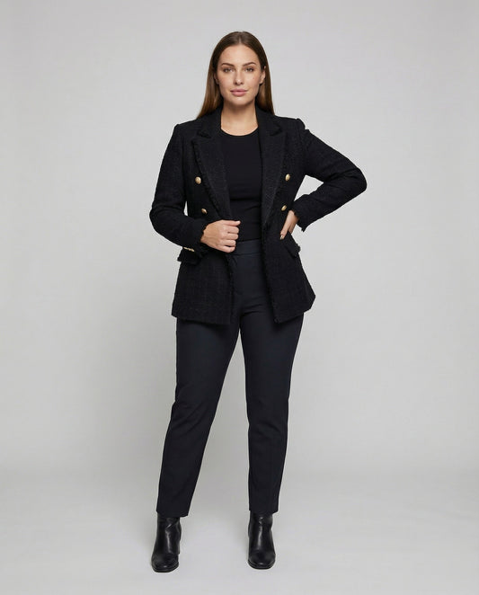 Blazer Donna Bouclé con Bottoni in Metallo Strutturati - Brentozzi