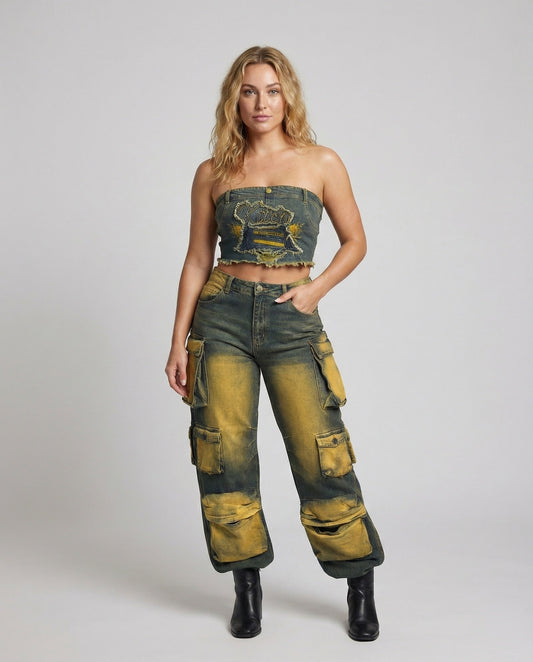 Completo Jeans Donna Senza Spalline Stile Casual - Brentozzi