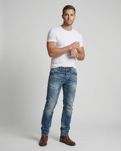 Jeans Uomo Effetto Usato Vestibilità Classica - Brentozzi