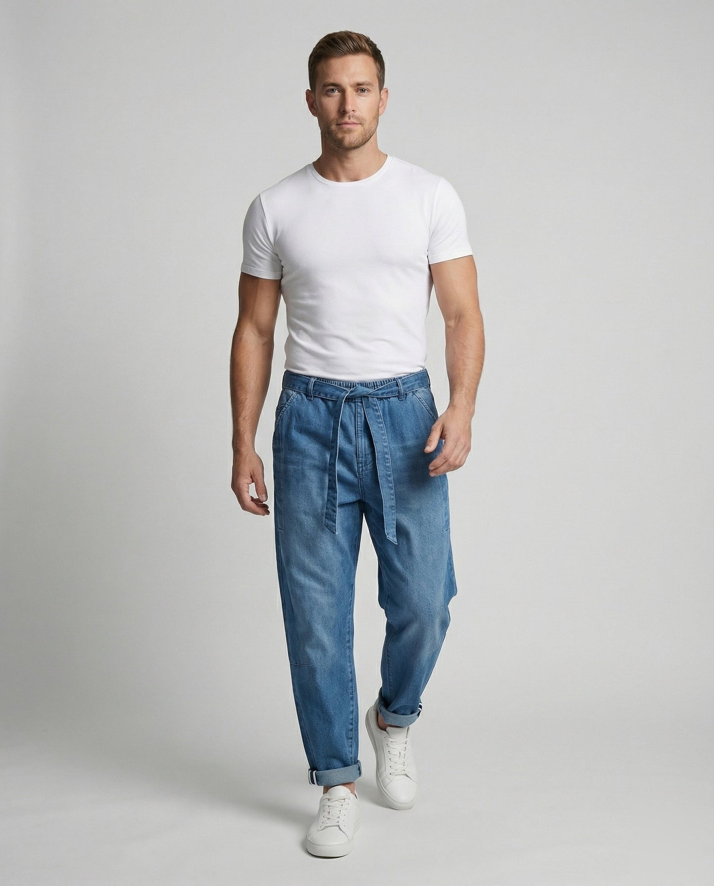 Pantaloni Denim Uomo Slouch Vita Confortevole - Brentozzi