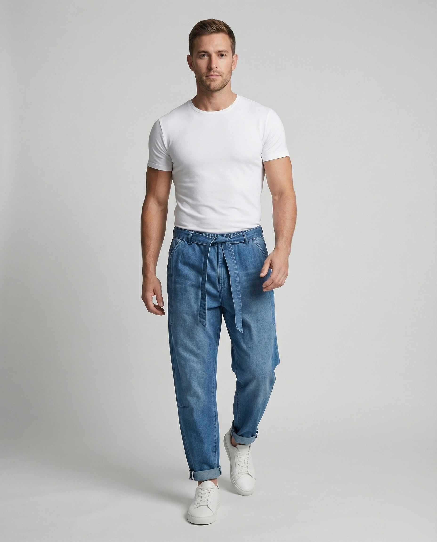 Pantaloni Denim Uomo Slouch Vita Confortevole - Brentozzi