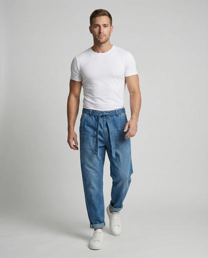 Pantaloni Denim Uomo Slouch Vita Confortevole - Brentozzi