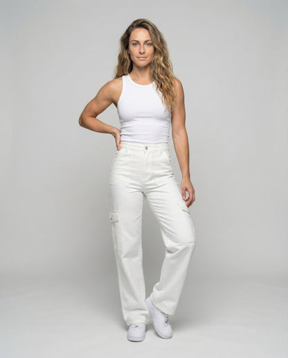 Pantaloni Cargo Donna Vita Alta Taglio Lungo - Brentozzi