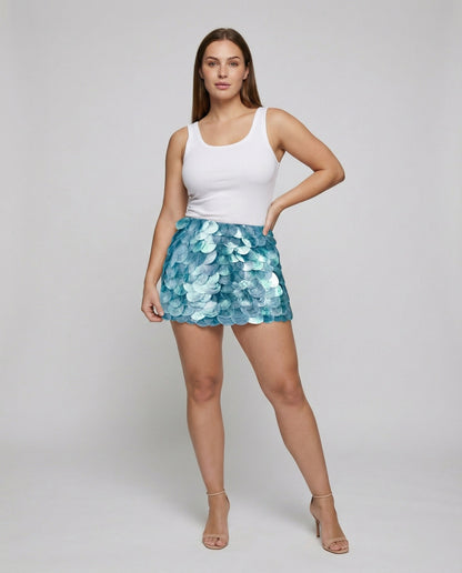 Gonna Mini Donna con Paillettes Vita Alta Slim - Brentozzi