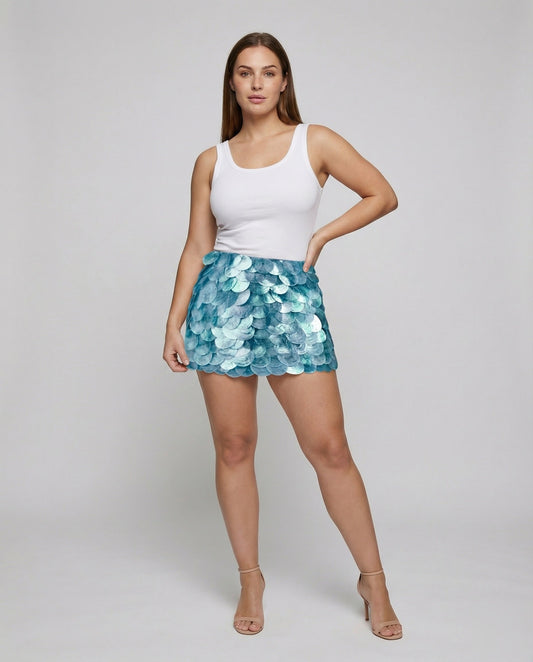 Gonna Mini Donna con Paillettes Vita Alta Slim - Brentozzi
