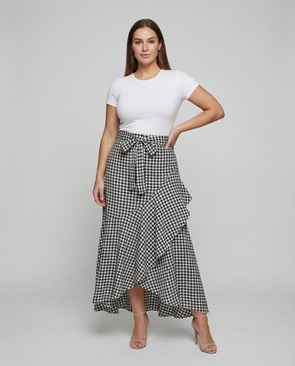 Gonna Donna a Balze in Vichy con Cintura Regolabile - Brentozzi