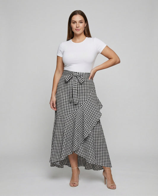 Gonna Donna a Balze in Vichy con Cintura Regolabile - Brentozzi