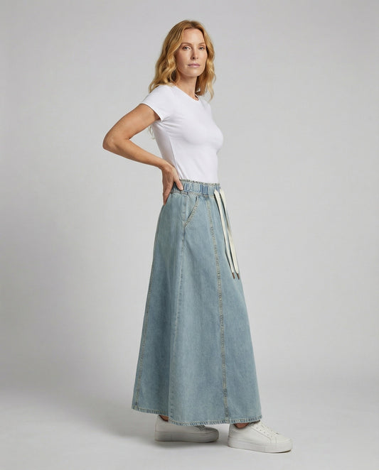 Gonna Jeans Donna con Coulisse in Vita Lunga - Brentozzi